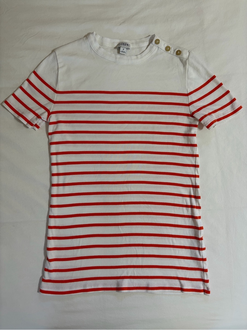 J. Crew Women’s White & Red Stripe Short Sleeve Top